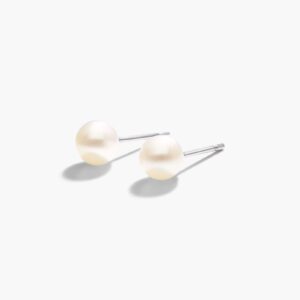 14K White Gold Cultured Freshwater Pearl Birthstone Earrings